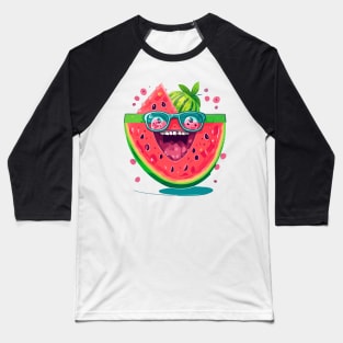 Sweet Summer Smiles: The Happy Watermelon Slice Baseball T-Shirt